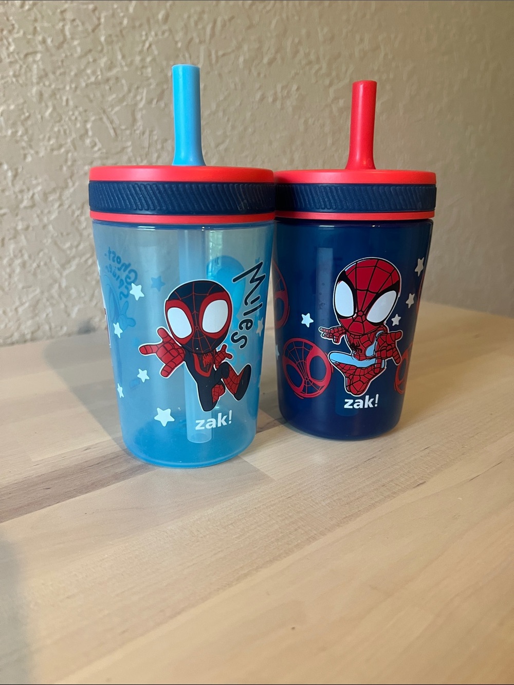 Zak! Spider-Man Kids Straw Cup - Blue & Dark Blue